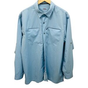 World Wide Sportsman Vented Fishing Shirt Men's Blue Long Sleeve Roll Tab Large